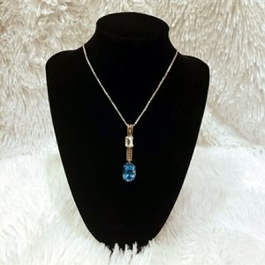 Sterling Necklace w/ Blue and Clear Topaz Pendant